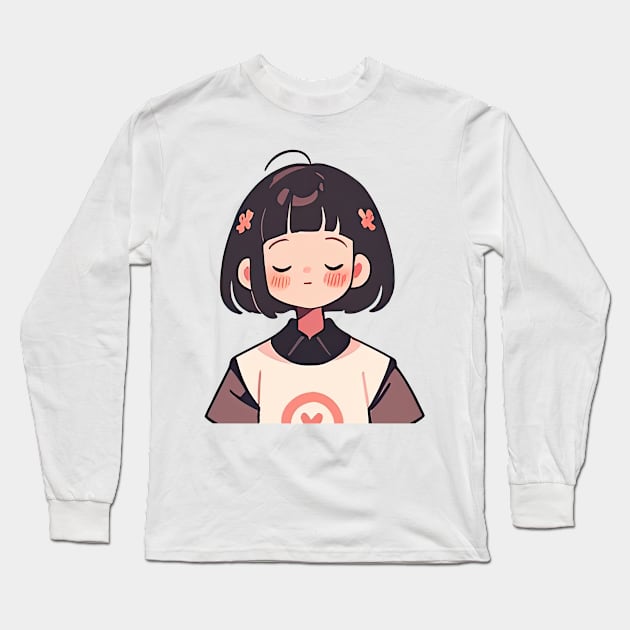 Relaxed Anime Girl Long Sleeve T-Shirt by Sheptylevskyi